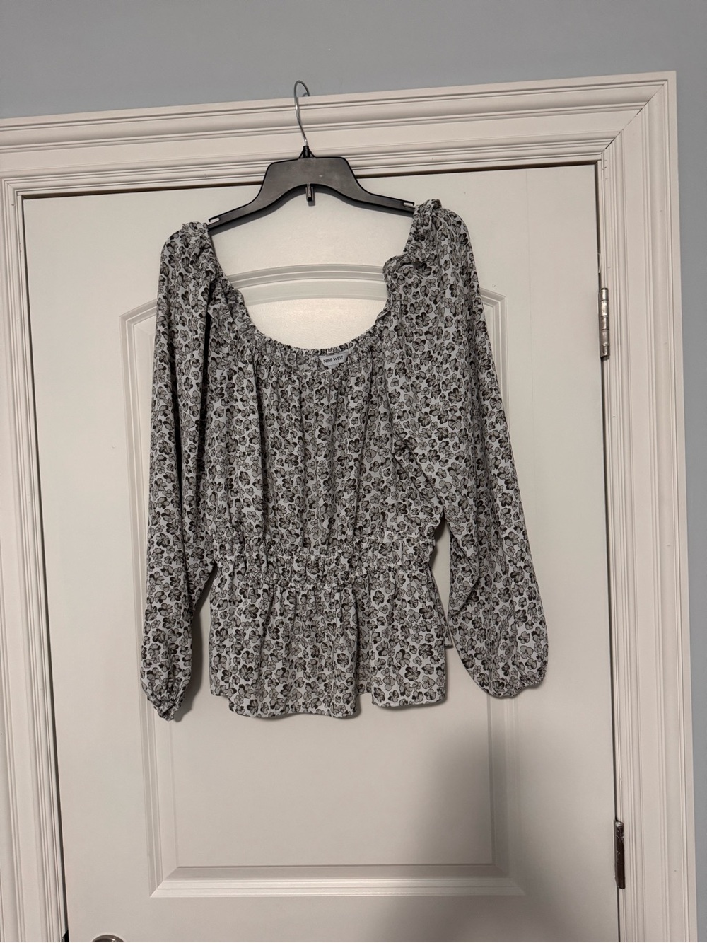 Nine West Floral Peasant/Peplum Blouse